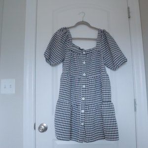 Zara Gingham Puff-Sleeve Dress - Size M (US 8)
